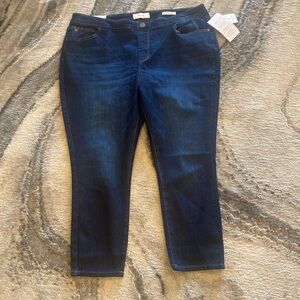 Skinny girl mid-rise dark wash indigo pull on Skinny Crop jeans size 18W